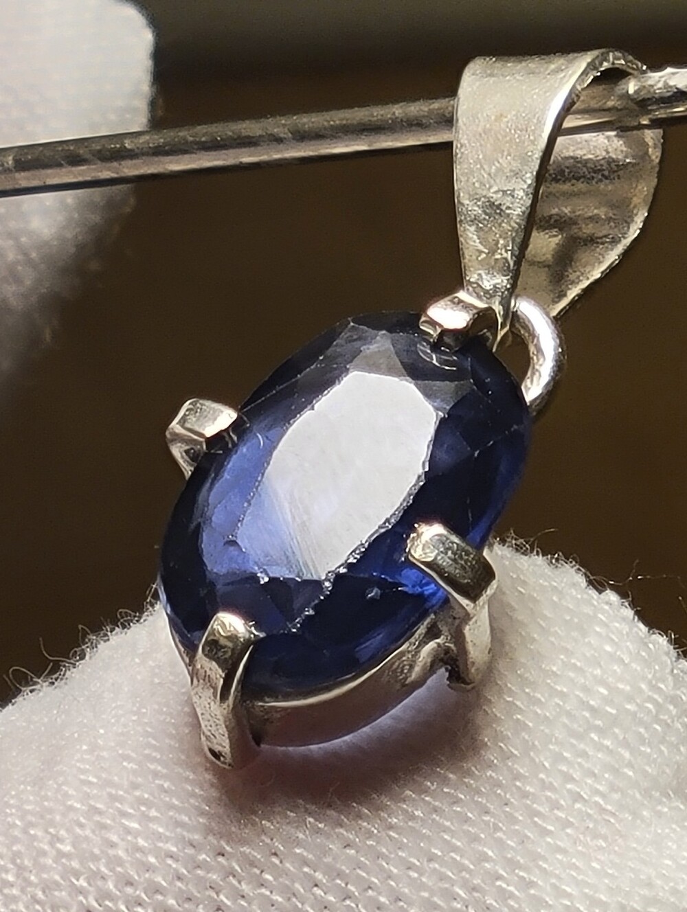 4.40ctw Maxixe Blue Sapphire Solid 925 Sterling Silver Pendant